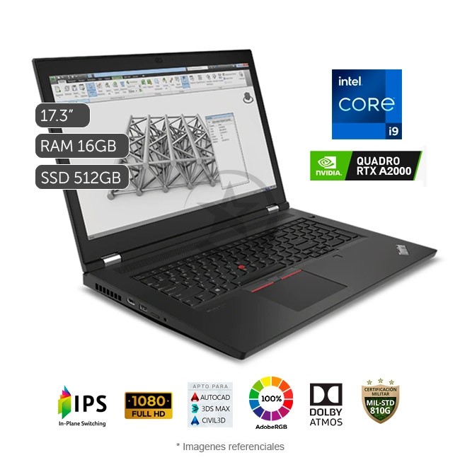 Laptop Lenovo ThinkPad P17 Gen 2 Intel Core i9-11950H 2.6GHz, RAM 16GB, Sólido SSD 512GB PCIe, Video 4 GB NVIDIA Quadro RTX A2000, Pantalla 17.3" Full HD 100% sRGB, Windows 10 Pro